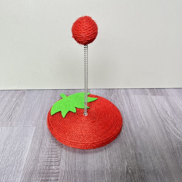 Kratzbrett für Katzen, süßem Obstmotiv Katzenkratzbrett aus robustem Sisal mit Spring Katzenball, für Spiel & Krallenpflege – Bild 3