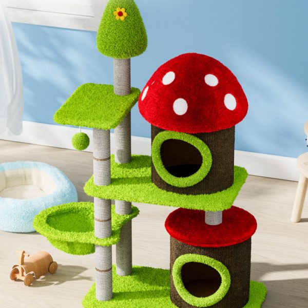 Katzen baum, buntem Pilz Geräumig Katzenhaus, Sisal-Kratzbaum, Katzenmöbel für mehrere Katzen, langlebig, Katzenübung – Bild 3