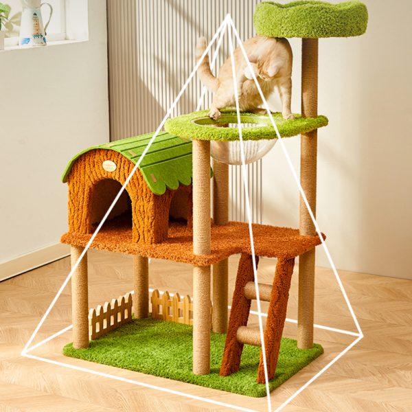 Katzenbaum für große Katzen, Moderner Stil 4-stöckiger Katzenbaum, Katzenbett in Raumkapselform, für Mehrkatzenhaushalte – Bild 3