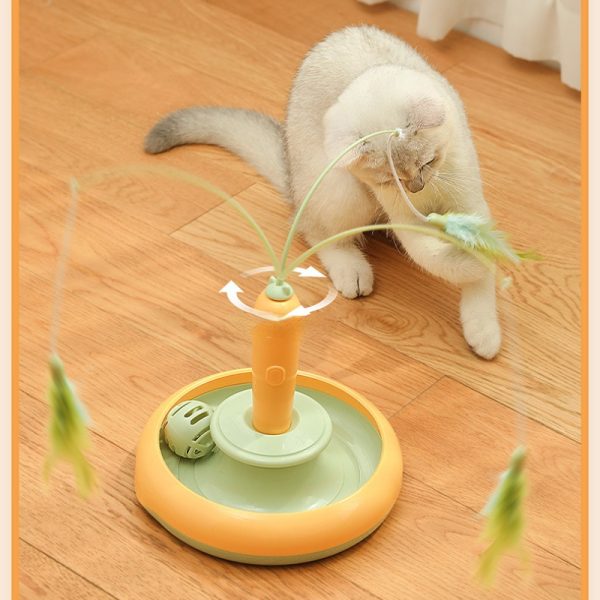 Katzenspielzeug Elektrisch, Karottenform Rotierenden Federn Katzenangel, Zwei Farben, verkaufen Ersatzfedern in Blau & Grün – Bild 7