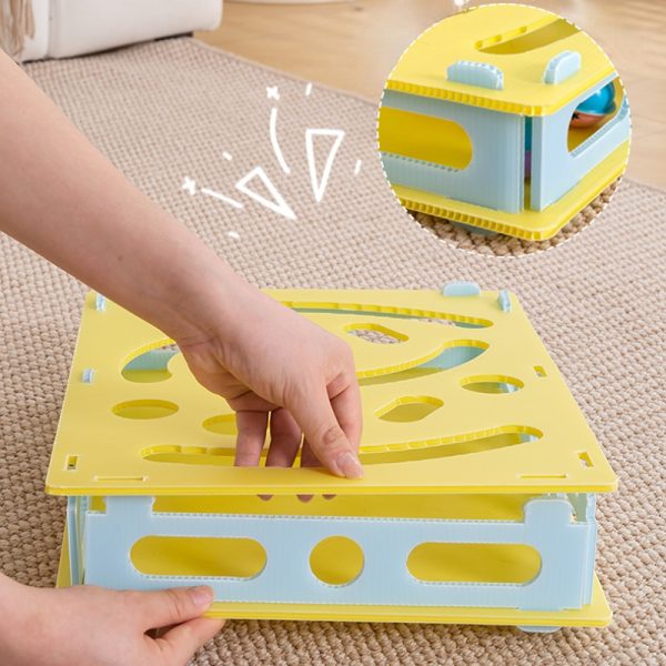 Intelligenzspielzeug Katze, Labyrinth-box Katzenspielzeug mit 6 Bimmelbällen und Frühling Katzenangel für Unterhaltung – Bild 3