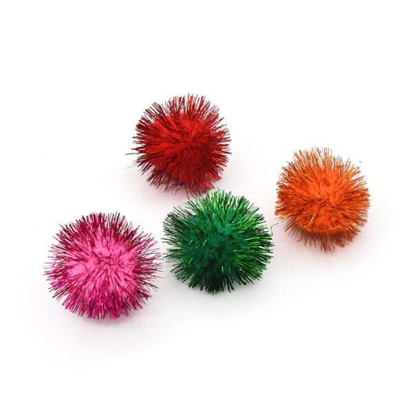 Katzen Spielzeug, Bunte Plüschbälle für Spaß und Beschäftigung, 4-teiliges Set, Rosa, Grün, Orange und Rot, Durchmesser ca. 4 cm – Bild 2
