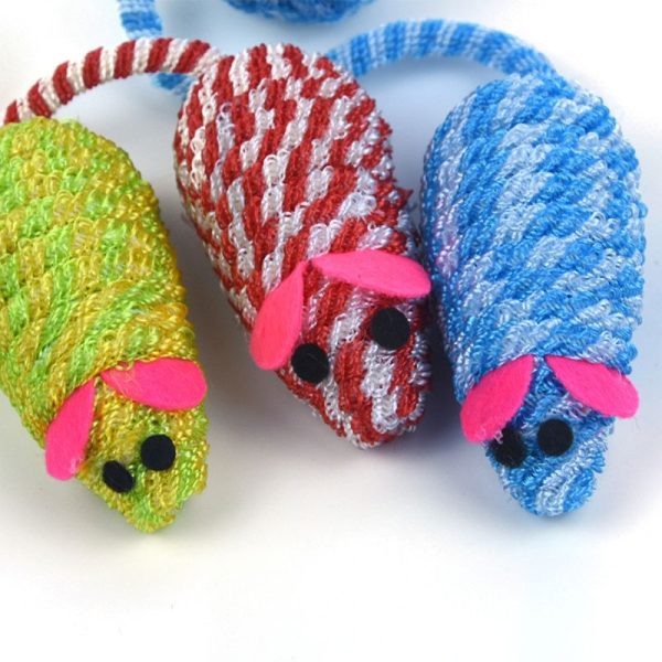 Katze Spielzeug, Geflochtene Spielzeugmaus mit Ball, Bunte Farben für aktive Katzen (1 Stück) – Bild 2