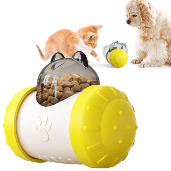 Katze Spielzeug, Interaktives Futterspielzeug für Katzen und Hunde, Intelligenzspielzeug zur Förderung des Spielens und Denkens, erhältlich in Gelb und Blau