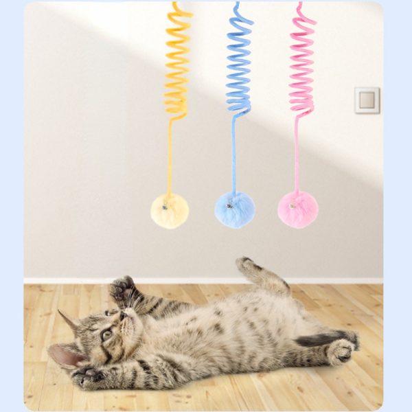 Kuscheltier für Katze, Selbstspielende Katzenspielzeug türrahmen Plüschball, Drei Farben erhältlich für Endlosen Spaß – Bild 5