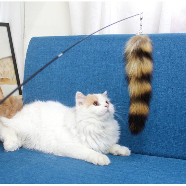 Katzen Spielzeug, Kunstfaser Fuchs-Schwanz Katzenangel mit Skalierbar Flexibler Stange, Ideal für Spiel & Beschäftigung – Bild 8