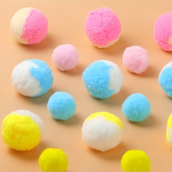 Katzen Spielzeug, Bunte Katzenball aus Polyester-Faser, Selbstspielendes & Lustiges Katzenspielzeug in Blau, Gelb und Rosa – Bild 5