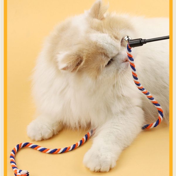 Katzen Spielzeug, Farbige Baumwollseil katzenangel in Orange, Gelb & Grün für Katzen Spielstunden, Selbstgenuss (1 Stück) – Bild 7