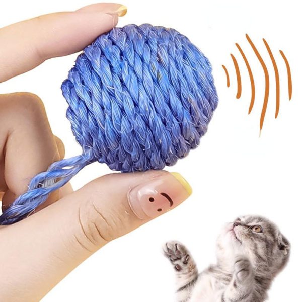Katzen Spielzeug, Hängendes Katzenball, 3 bunten Hanfseilball, Eingebauter Klangstein, Selbstspiel- Interessante – Bild 5
