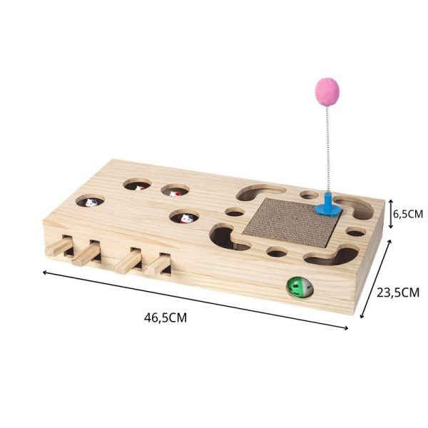 Spielzeug Katze, Multifunktionales Intelligente Katzenspielzeug, 3-in-1 Labyrinthspielzeug mit Spielangel und Maulwurf Maus, 4 Löcher – Bild 2