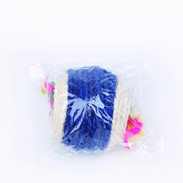 Spielzeug Katze, Sisal Katzenball mit Federn,Durchmesser 7 cm, interaktives Katzenspielzeug für drinnen Katzen, Farbe zufällig – Bild 3