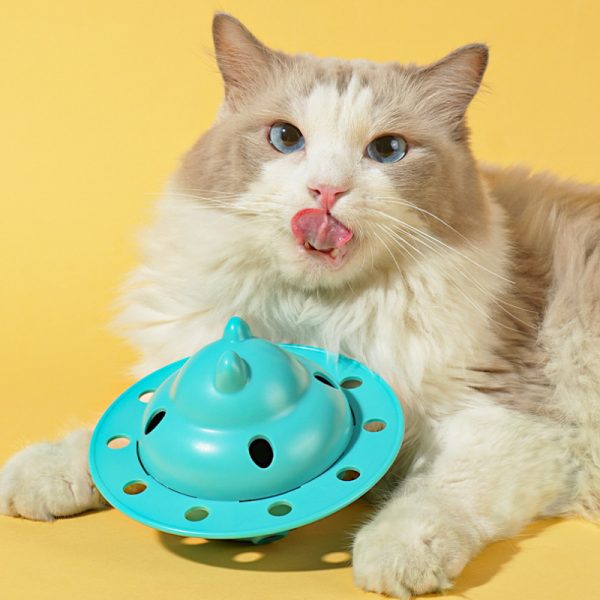 Intelligenzspielzeug Katze, Fliegende Scheibenform, Futterspielzeug für Katzen, Leckereien verteilen im Spiel, Drei Farben – Bild 6