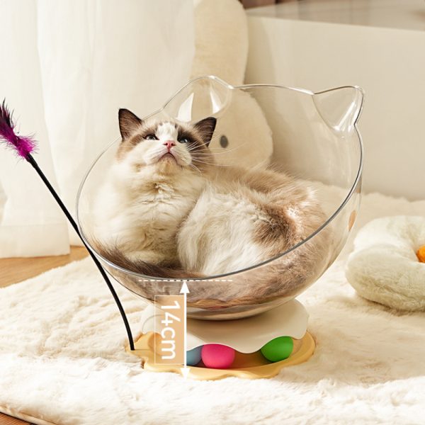 Katzen Spielzeug, Katzen Drehscheibe, PET-Raumkapsel-Halbkugelform Katzenbett, Groß und klein, Spielen & Schlafen in einem – Bild 5