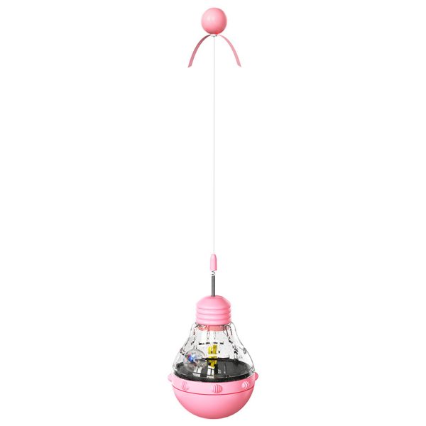 Katzen Intelligenzspielzeug, Glühbirnenformmit Katzenangel & Kippsicheres Design, Futterspielzeug in Lila, Pink und Gelb