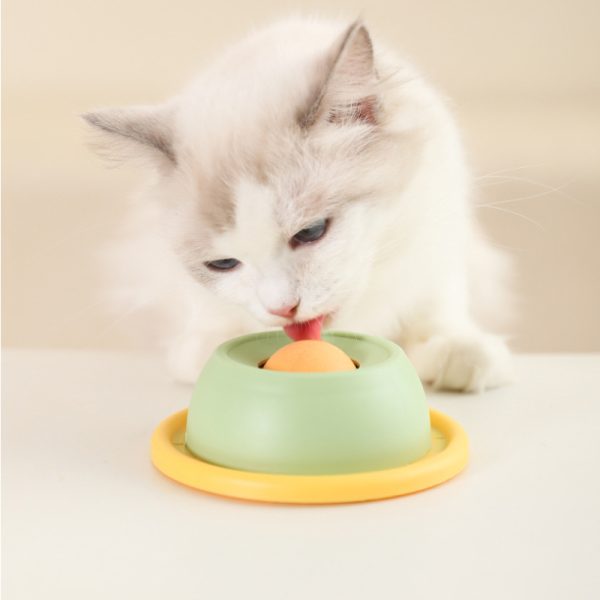 Intelligenzspielzeug Katze, Leckball Slow Food Spielzeug für Kippschutz, Zahnreinigung Katzenspielzeug in Grau, Grün & Gelb – Bild 4