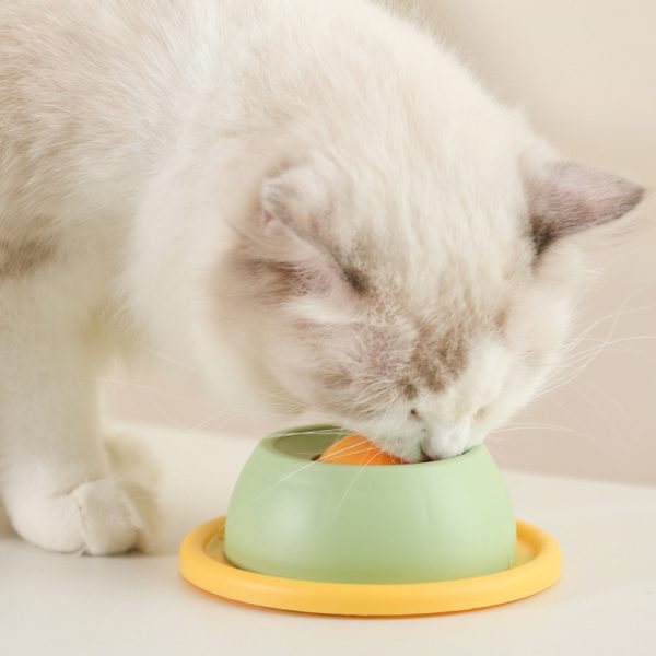 Intelligenzspielzeug Katze, Leckball Slow Food Spielzeug für Kippschutz, Zahnreinigung Katzenspielzeug in Grau, Grün & Gelb – Bild 6