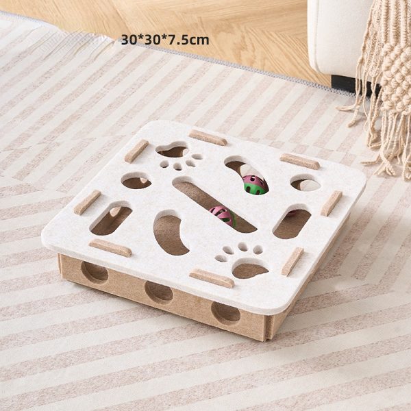 Intelligenzspielzeug Katze, Quadrat Labyrinth Filzbox mit Glockenball, in Grün und Weiß, zur Verbesserung der Intelligenz – Bild 2