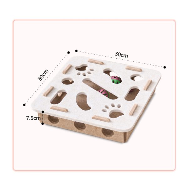 Intelligenzspielzeug Katze, Quadrat Labyrinth Filzbox mit Glockenball, in Grün und Weiß, zur Verbesserung der Intelligenz – Bild 4