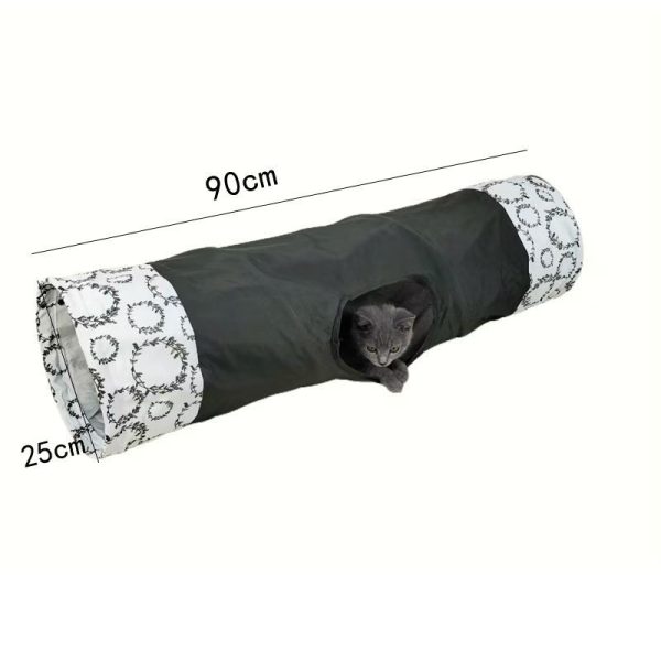 Katzentunnel für Katzen, faltbare Katzenkanal mit Runde Öffnung grünes Druckdesign, Plüschball Spielzeug für aktive Katzen – Bild 2
