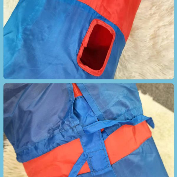 Katzentunnel, Rot Orange & blaue Streifen Katzenspielzeug aus Polyester, Runde Öffnung, faltbar, ideal für verspielte Katzen – Bild 4