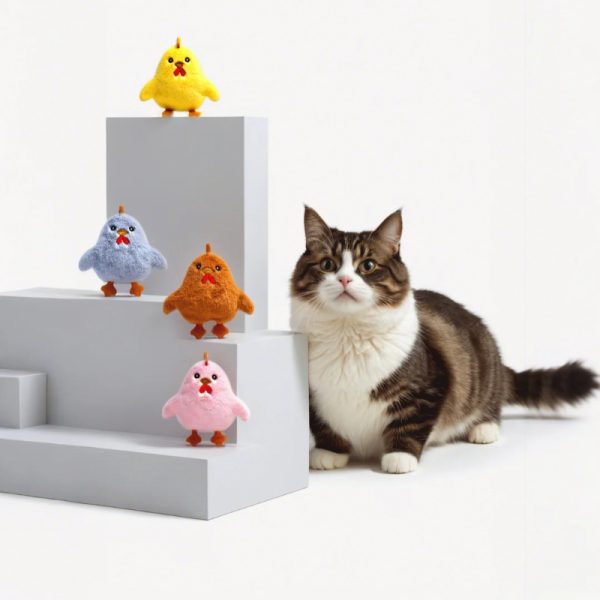 Kuscheltier für Katze, Kuscheliges Plüschspielzeug im niedlichen Küken, 4er-Pack in vier Farben, für Katzen zum Kauen – Bild 8