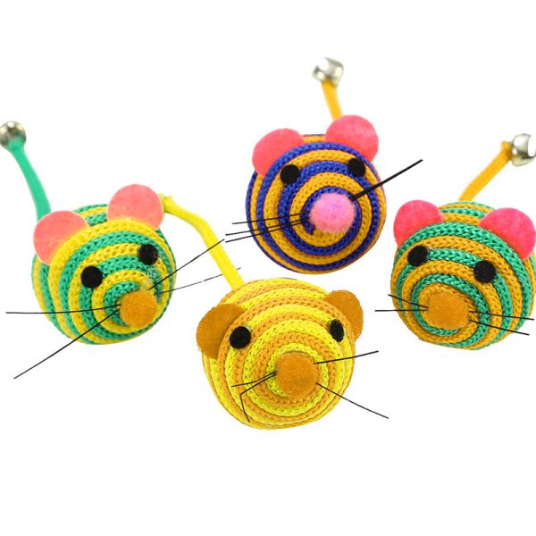 Katzen Spielzeug, Niedlich Nylon-Maus mit Geräuschstein & Glöckchen, Perfekte Spielzeug für Katzen, 2er-Pack, Zufällige Farbe – Bild 2