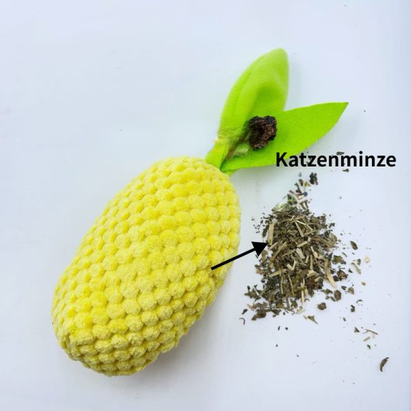 Katze Kuscheltier, Simulation Pineapple Plüsch Spielzeug mit Katzenminze, Zahnreinigung, Selbstunterhaltung, 19x7,5x7,5 cm – Bild 3