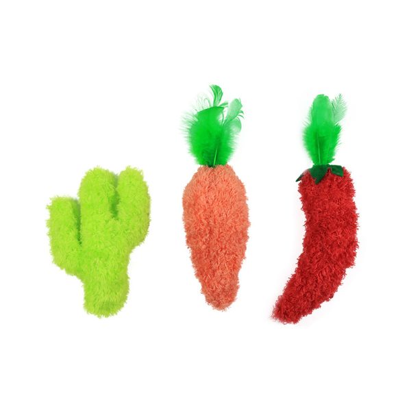 Kuscheltier für Katze, Kaktus-Karotten-Paprika mit Katzenminze und Lautes Papier für stundenlangen Spielspaß, 3er Set