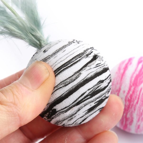 Katze Spielzeug, Elastischer Feder-Starsphere-Ball aus EVA-Material, 3er Set in Blau, Rosa, Schwarz, Bissfest & Spielen – Bild 5