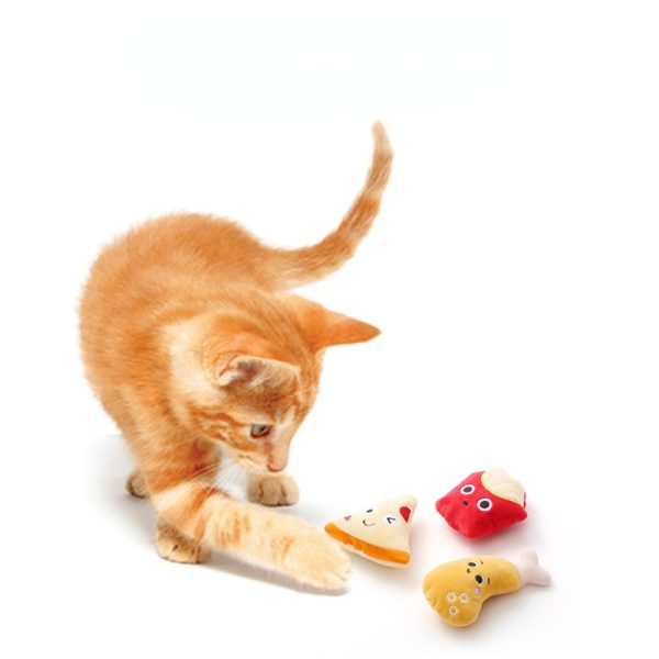 Kuscheltier Katze, Essen Plüschtiere mit Katzenminze & Lautes Papier für Katzenfreunde, Interaktive Kauspielzeug, 3er-Set – Bild 8
