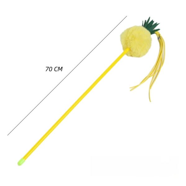 Katzen Spielzeug, Katzenangel im Ananas-Design, 70 cm langer, animiert zum Spielen & fördert den Jagdinstinkt – Bild 2