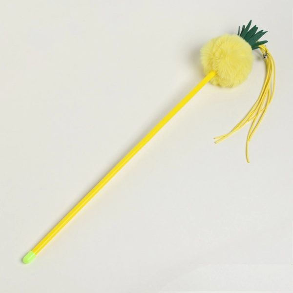 Katzen Spielzeug, Katzenangel im Ananas-Design, 70 cm langer, animiert zum Spielen & fördert den Jagdinstinkt – Bild 3