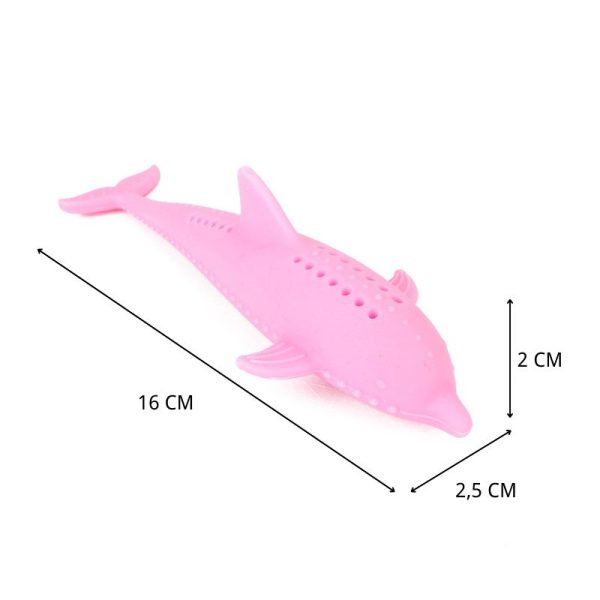 Katzen Spielzeug, Fischförmiges Zahnpflege-Spielzeug aus Silikon mit Platz für Katzenminze, 3-teilig in Blau, Rosa und Weiß – Bild 3