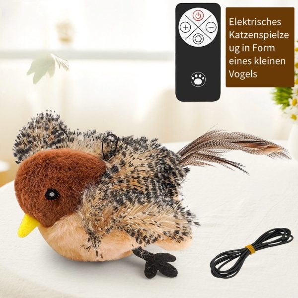 Katzenspielzeug elektrisch, Fernbedienbares Plüschvogel, Interaktives Katzenspielzeug mit verschiedenen Flügelschlagfrequenzen – Bild 3