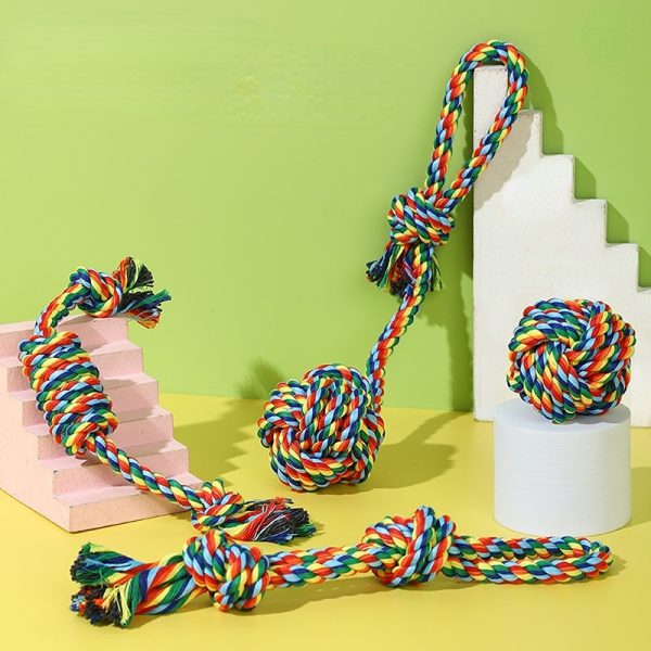 Hundespielzeug Unkaputtbar, Bunte Baumwollseilknoten für kleine und mittelgroße Hunde, Langlebig Geschenk für Hunde, 4er-Set – Bild 6