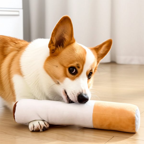 Kuscheltier für den Hund, Plüsch Zigarette mit Geräusch, 30x4,5x4,5 cm, ideal für kleine und große Hunde, Spaß & Beschäftigung – Bild 7