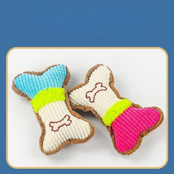 Kauknochen Hund, Maissamt Hund kuscheltiere mit Geräuschfunktion, für spielende Hunde, Zufällige Farben,17x11x4 cm – Bild 2