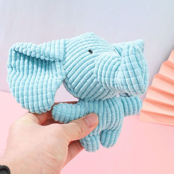 Kuscheltier für den Hund, Weiches Plüschspielzeug in Form eines blauen Elefanten, ideal für alle Hundegrößen (1 Stück) – Bild 2