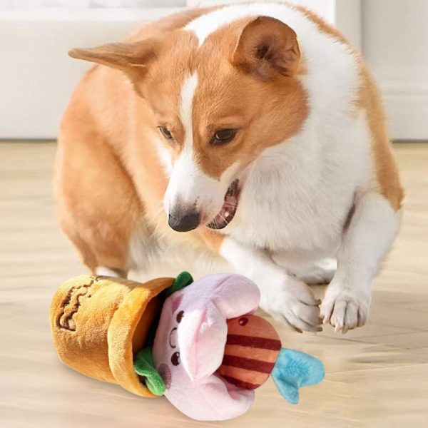 Hunde Intelligenzspielzeug, Interaktives Futterspielzeug mit Blumentopfs-Design für Geduld und Konzentration, Kuscheliges Spielzeug mit klingendem Glöckchen – Bild 3