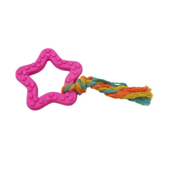 Hundespielzeug Unkaputtbar, Robustes Kauspielzeug im Sternform mit buntem Seil, Vielseitiges Hundespielzeug als Ziehtau für Große und Kleine Hunde – Bild 3