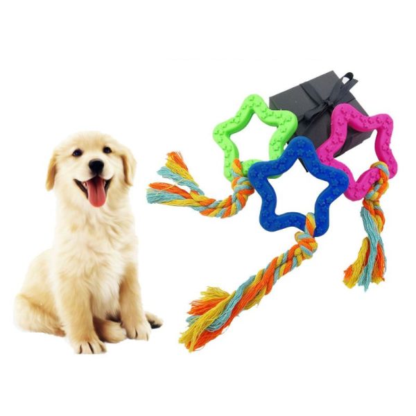 Hundespielzeug Unkaputtbar, Robustes Kauspielzeug im Sternform mit buntem Seil, Vielseitiges Hundespielzeug als Ziehtau für Große und Kleine Hunde – Bild 5