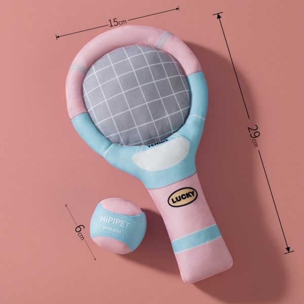 Kuscheltier für Hunde, Tennis und Tennisschläger Baumwolle Set mit Mehrere Geräuschen Orte, Spielzeug für Hunde in Drei Farben – Bild 3