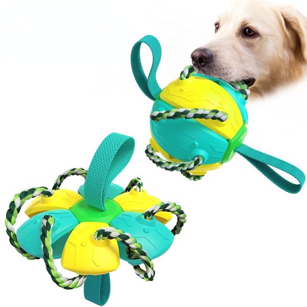 Hund Spielzeug, Frisbee-Ball mit Baumwoll-Beißseil, Zwei Staaten, drei Farben, vielseitig & robust zum Spielen und Trainieren – Bild 2