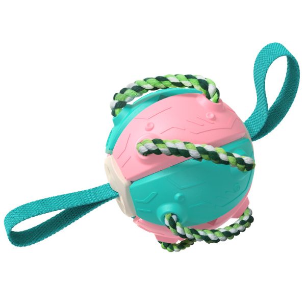 Hund Spielzeug, Frisbee-Ball mit Baumwoll-Beißseil, vielseitig & robust zum Spielen und Trainieren, Zwei Staaten, Drei Farben – Bild 2