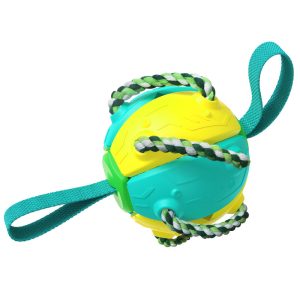 Hund Spielzeug, Frisbee-Ball mit Baumwoll-Beißseil, vielseitig & robust zum Spielen und Trainieren, Zwei Staaten, Drei Farben