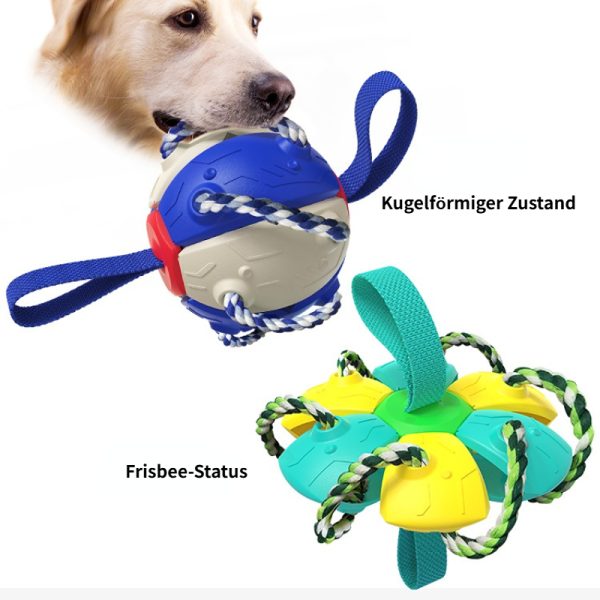 Hund Spielzeug, Frisbee-Ball mit Baumwoll-Beißseil, Zwei Staaten, drei Farben, vielseitig & robust zum Spielen und Trainieren – Bild 3
