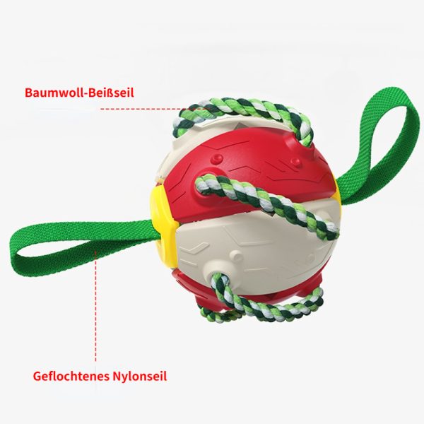 Hund Spielzeug, Frisbee-Ball mit Baumwoll-Beißseil, Zwei Staaten, drei Farben, vielseitig & robust zum Spielen und Trainieren – Bild 4