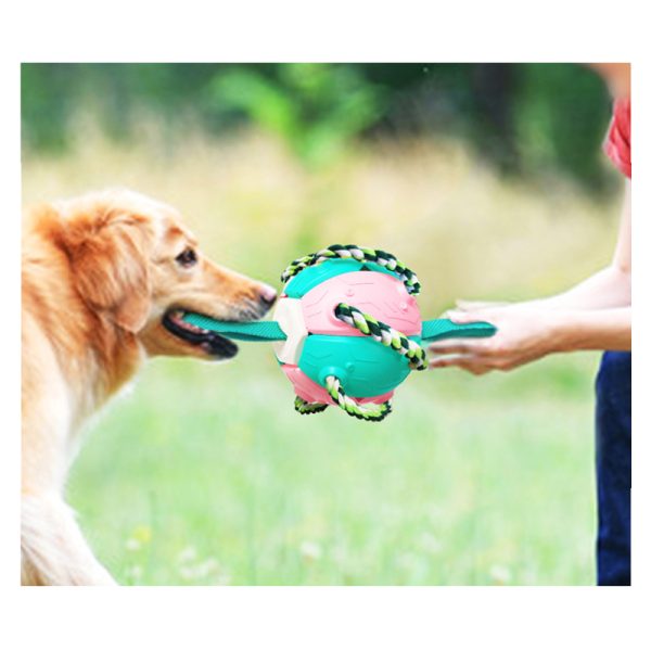 Hund Spielzeug, Frisbee-Ball mit Baumwoll-Beißseil, Zwei Staaten, drei Farben, vielseitig & robust zum Spielen und Trainieren – Bild 5