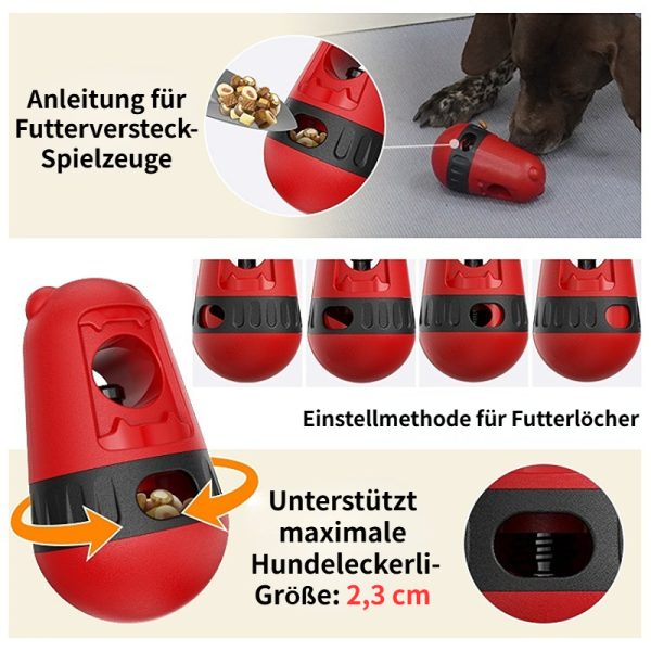 Hunde Intelligenzspielzeug, Futterball Hund mit Leckerlisstange-Halter, Rot & Blau, Puzzlespielefür Kleine und Große Hunde – Bild 2