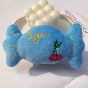 Hund Kuscheltiere, Süßigkeiten-Plüschtiere für kleine Hunde, Hundespielzeug Quietschen in Zwei Farben, 13 cm lang, 8 cm breit